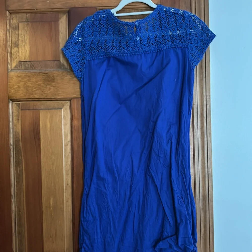 Blue linen and crochet dress - Picture 4 of 4